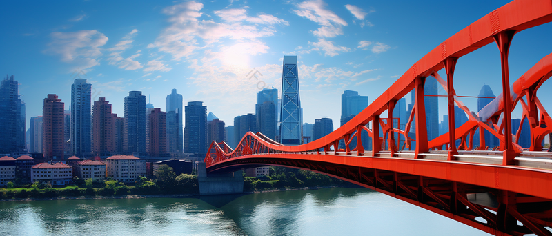 蓝色天空城市建筑大桥风景,高清,摄影图,摄影图片,图片大全,摄影图免费下载